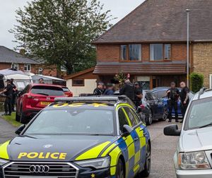 Police in Arrow Road, Leamore on Saturday afternoon