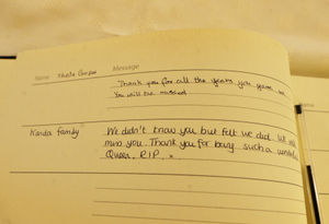 People have written in the Oldbury Library book of condolence, at Sandwell Council House, Oldbury.