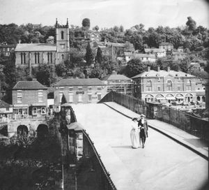  At first glance, it would be easy to mistake this picture for being much older than it actually is. The picture in question was actually taken in June, 1979, to celebrate the bridge's 200th anniversary, and the elaborately dressed couple were Shrewsbury hairdresser Tony Martyn and his wife Talleen.