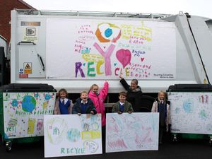 The winning pupils with Councillor Kerry Murphy, Portfolio Holder for Street Pride at Walsall Council
