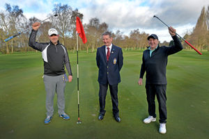 Tim Butler, club captain Andy Lavill and Ivan Merrick at Oxley Park Golf Club 
