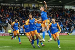 Will Boyle celebrates after giving Shrewsbury Town the lead