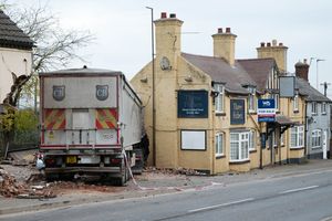 A lorry crashed into The Three Fishes Pub in Bayston Hill.