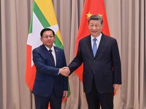 The leaders shake hands