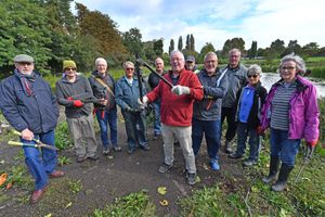 Friends of Newport Canal's first meeting, pictured centre, Councillor Peter Scott