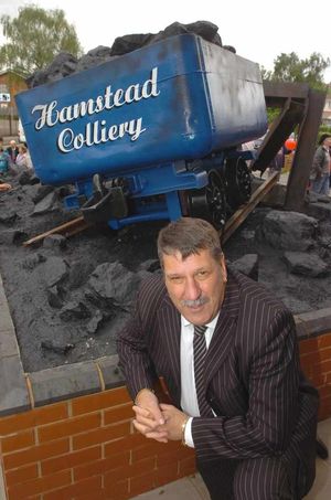 Dr Carl Chinn at the unveiling of the Hamstead Miners Memorial
