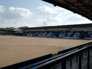 Supporting image for story: Mick Conway gets to work on AFC Telford pitch