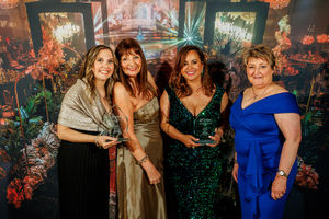 Paola Spiga, left, of Glam & Glow Beauty Lab, receives a Special Recognition Award along with Bianca Rodrigues-Perr from Vicky Farmer & Tracey McAtamney.