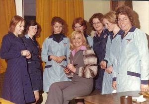 Staff in Woolworths celebrating after a £100,000 refurbishment in 1974