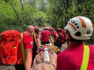 Supporting image for story: Rescue team helps man injured in fall at beauty spot waterfall in Wales