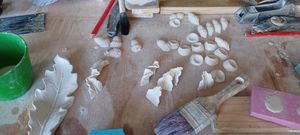 Plaster work process close-up
