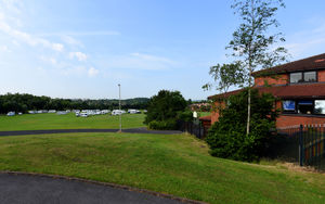 caravans pulled onto the site near Milking Bank Primary School on Sunday