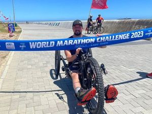 Supporting image for story: He's done it! Seventh marathon in seven days for Shropshire's disabled adventurer