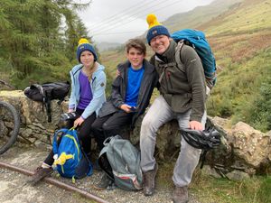 Alfie and Elizabeth with their dad, Dan, in the Lake District
