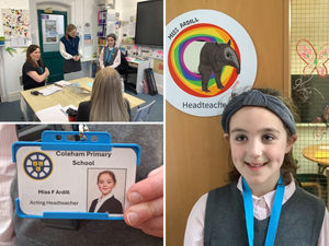 Supporting image for story: Eight-year-old girl rules Shrewsbury school as she takes over from headteacher for the day