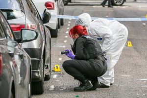 Police and forensics on Livery Street in Birmingham, West Mids, October 4, 2024. Release date October 4, 2024.
