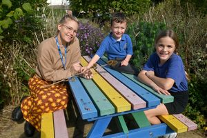 Amy Morgan (left) with Laith, 5, and Beau, 10, in the reflective area