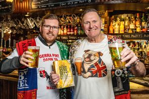 Pete Hill with Liam Martin  at the Mermaid pub in St Albans Herts. 