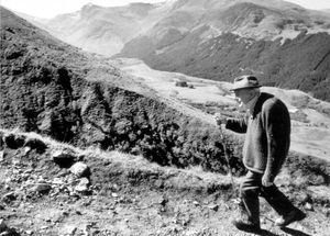 Bert Bissell making his last full climb up Ben Nevis, aged 89, in 1991
