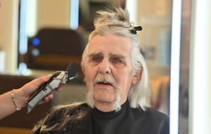 Stephen Prior had his first haircut in eight years. Photo: Steve Leath