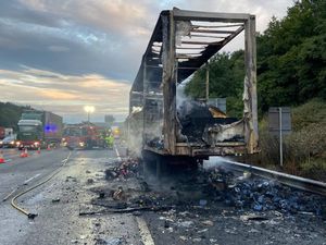 Supporting image for story: Lorry fire on M6 causes five miles of tailbacks
