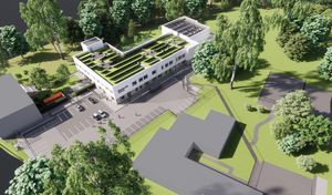A visualisation of the redevelopment proposals at Baskerville School, Harborne, Birmingham. From a design document produced by AtkinsRéalis on behalf of Tilbury Douglas for the Department for Education.
