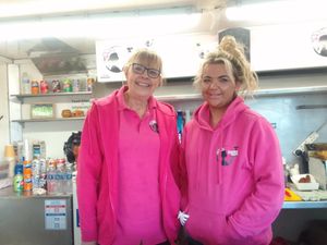 Emma's Baps provided food for visitors (L-R) Mother Ann and daughter Emma