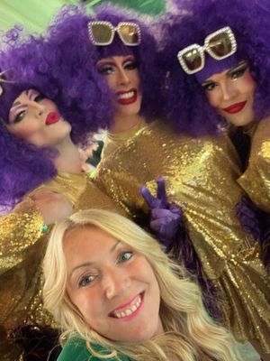 Lisa Milner with the Globe Girls at her 30th anniversary celebration