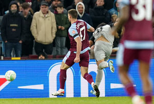 AZ Alkmaar's Vangelis Pavlidis scores their side's first goal