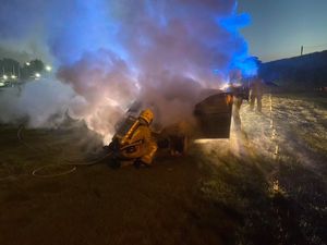 Supporting image for story: Car wrecked by fire at Market Drayton bakery