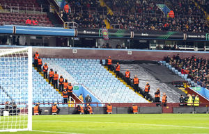 General view of the empty away stand after Legia Warsaw fans were refused entry by the police during the UEFA Europa Conference League Group E match at Villa Park, Birmingham.
