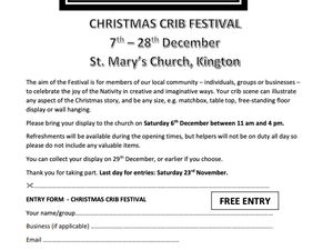 Supporting image for story: Cribs of all shapes and sizes depicting the Christmas story will be welcome at a Kington festival