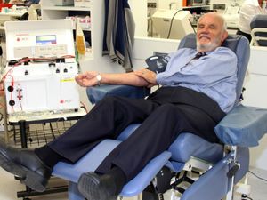 James Harrison giving blood