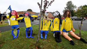 A line-up of scarecrows has been made to promote The Brewood Girls Football Team