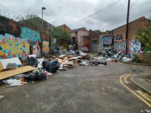 The flytipping on Little Edwards Street in Digbeth, Birmingham