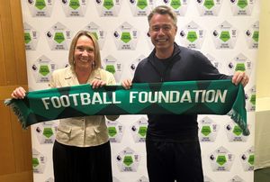 Helen Morgan MP (left) recently met with the Football Foundation, and Graeme Le Saux (right) to discuss its local plan for Shropshire.