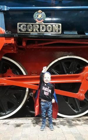 Little superhero Freddie is a huge fan of locomotives
