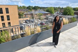 Manager Natalie Robson on the roof terrace garden at Stirchley House