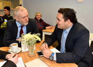 Jeremy Corbyn speaks to reporter Rob Golledge in March