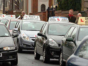 Supporting image for story: Instructors in test centre protest