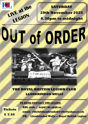 Live music at the Royal British Legion Club on Saturday