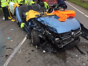 The roof was cut off a VW. Picture: @bloxwichfire