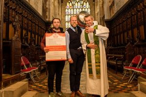 The Church Inn's manager Chris Thorpe, Shaun Ward, Church Executive Manager, and Rev Kelvin Price Rector