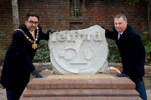The Telford 50 stone has been vandalised. Pictured is the stone at its unveiling in 2018.
