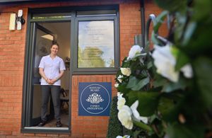 Hannah outside her practice in Stone Road, Eccleshall