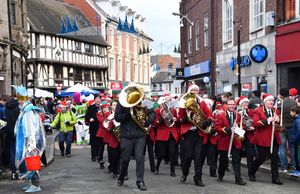 Porth-y-Waen band heading up the parade at a previous event.