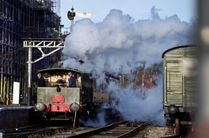 The Santa Train steaming out of Oswestry