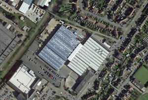 An overhead view of the trade park