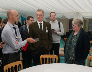 The UK Government’s Secretary of State for the Environment, Food and Rural Affairs Therese Coffey and the Secretary of State for Wales David TC Davies held a media huddle at the Royal Welsh Show talking about agriculture and answering questions about the industry. Photo: Andy Compton