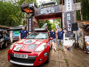 Supporting image for story: Shropshire bakery worker and pals conquer 7,450-mile Mongol Rally in battered £500 Clio